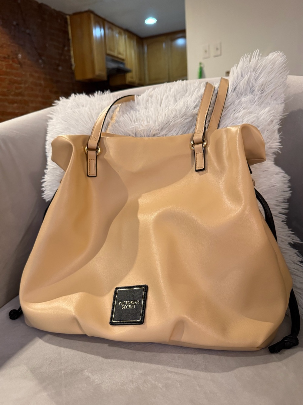 Victoria's Secret Tan Vegan Leather Tote Bag